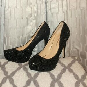 Black platforms size 9 gem detailed